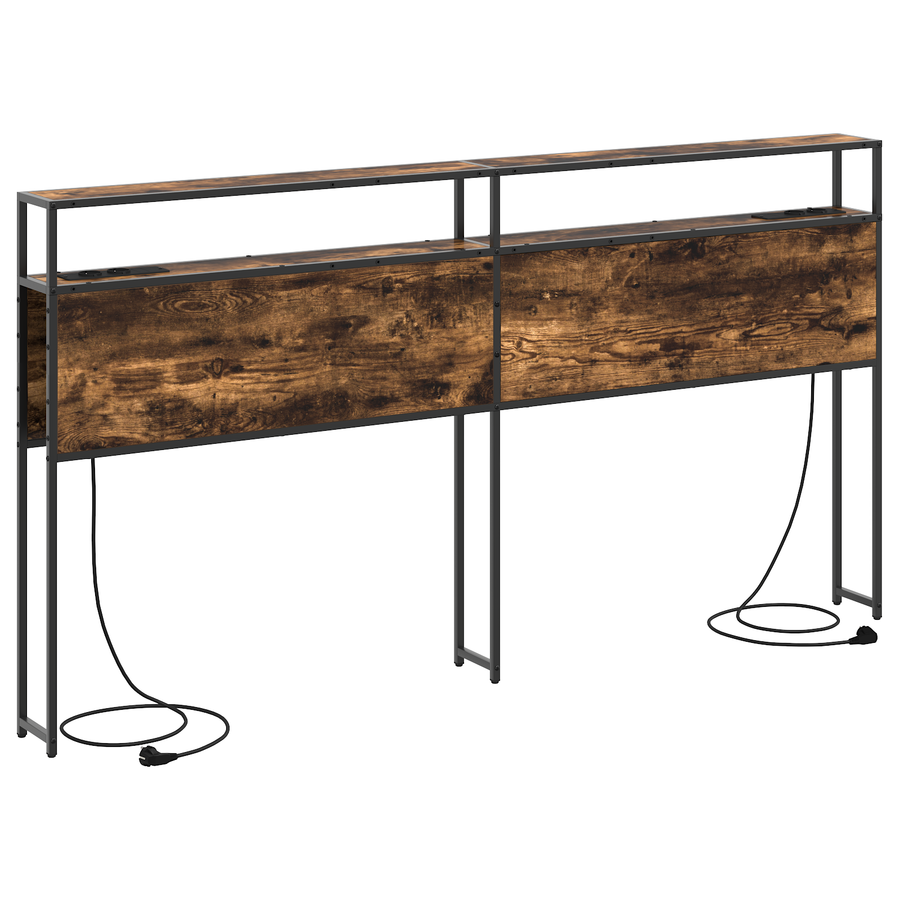 Opberghoofdbord Gerookt eiken 200 cm Bewerkt hout