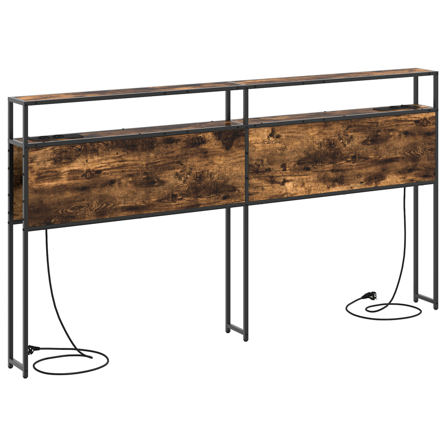 Opberghoofdbord Gerookt eiken 200 cm Bewerkt hout