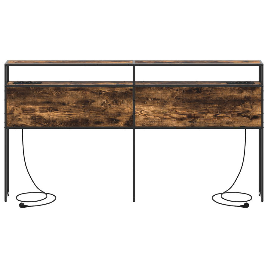 Opberghoofdbord Gerookt eiken 200 cm Bewerkt hout
