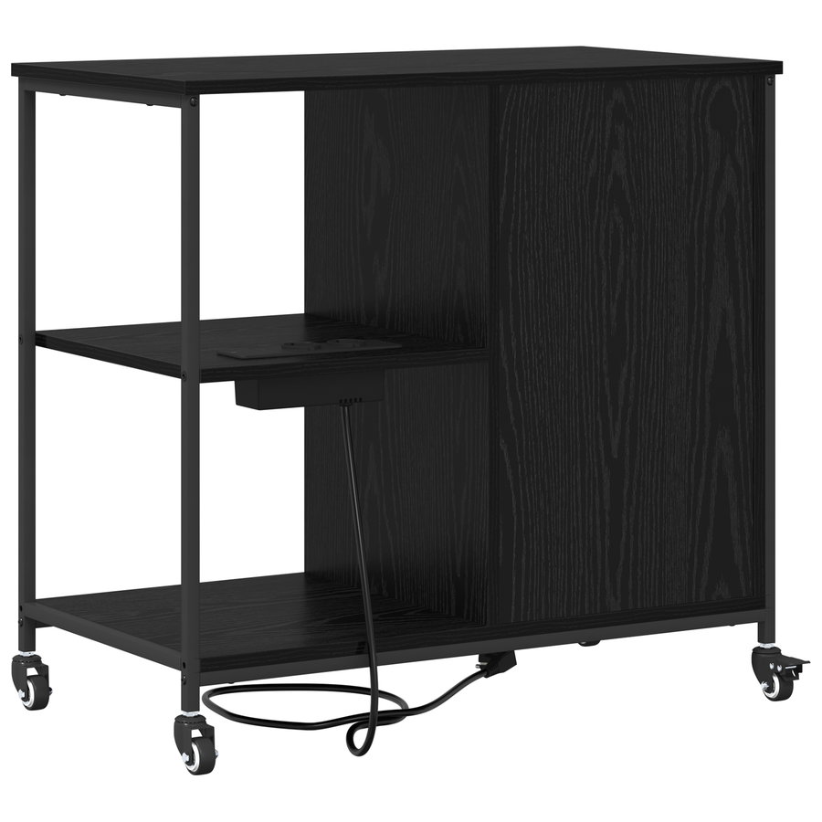 Kantoor kast met wiel Zwart eiken 76 x 41 x 72 cm Bewerkt hout