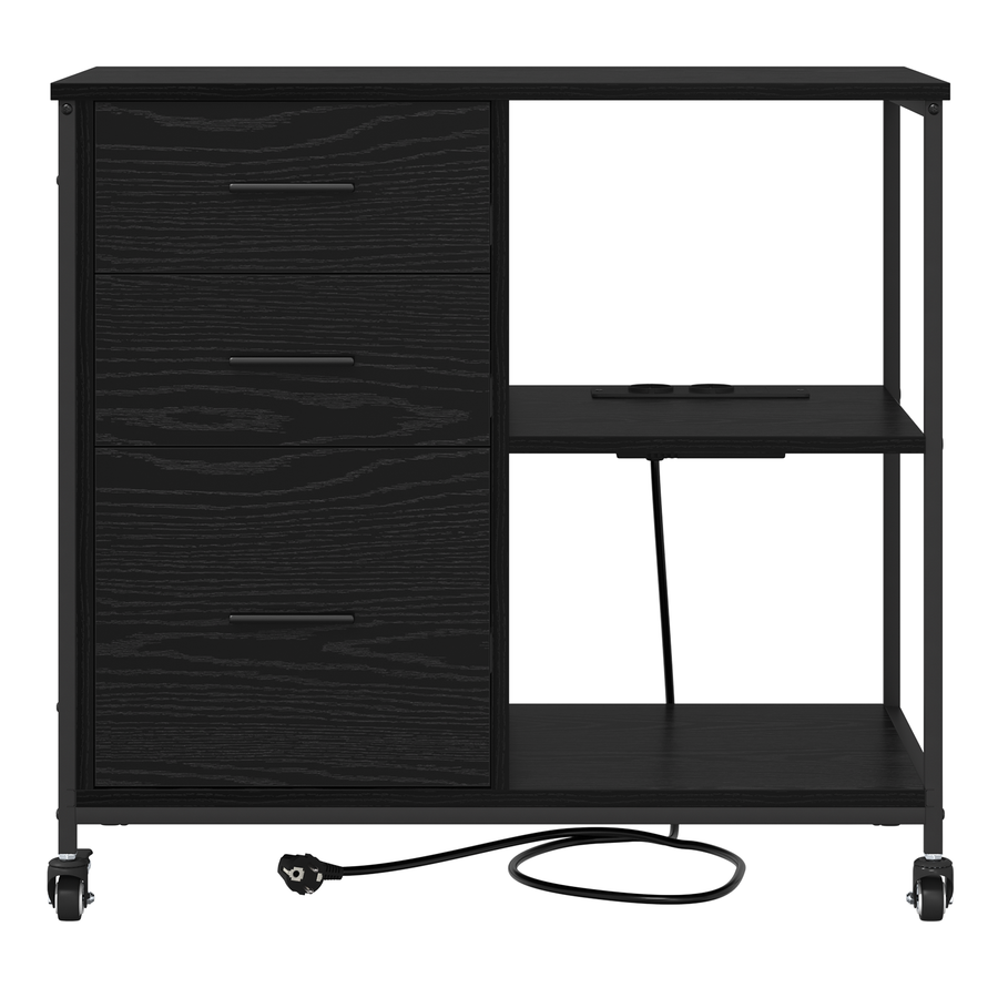 Kantoor kast met wiel Zwart eiken 76 x 41 x 72 cm Bewerkt hout