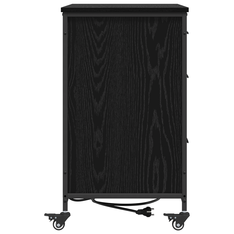 Kantoor kast met wiel Zwart eiken 76 x 41 x 72 cm Bewerkt hout