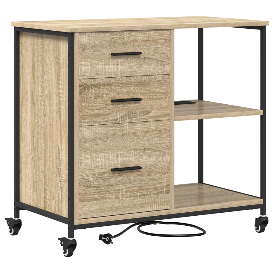 Kantoor kast met wiel Sonoma eiken 76 x 41 x 72 cm Bewerkt hout