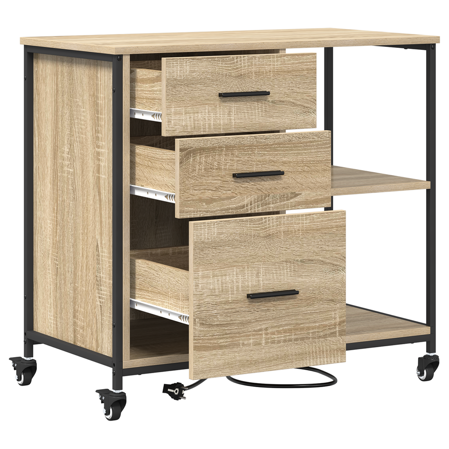Kantoor kast met wiel Sonoma eiken 76 x 41 x 72 cm Bewerkt hout