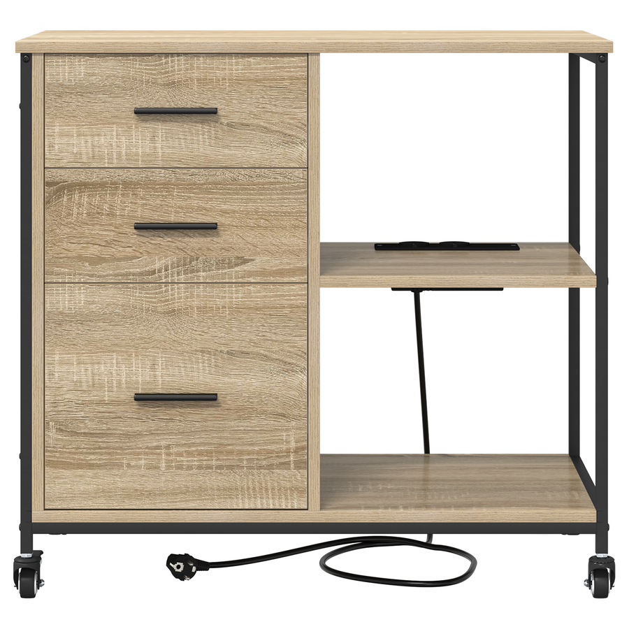 Kantoor kast met wiel Sonoma eiken 76 x 41 x 72 cm Bewerkt hout