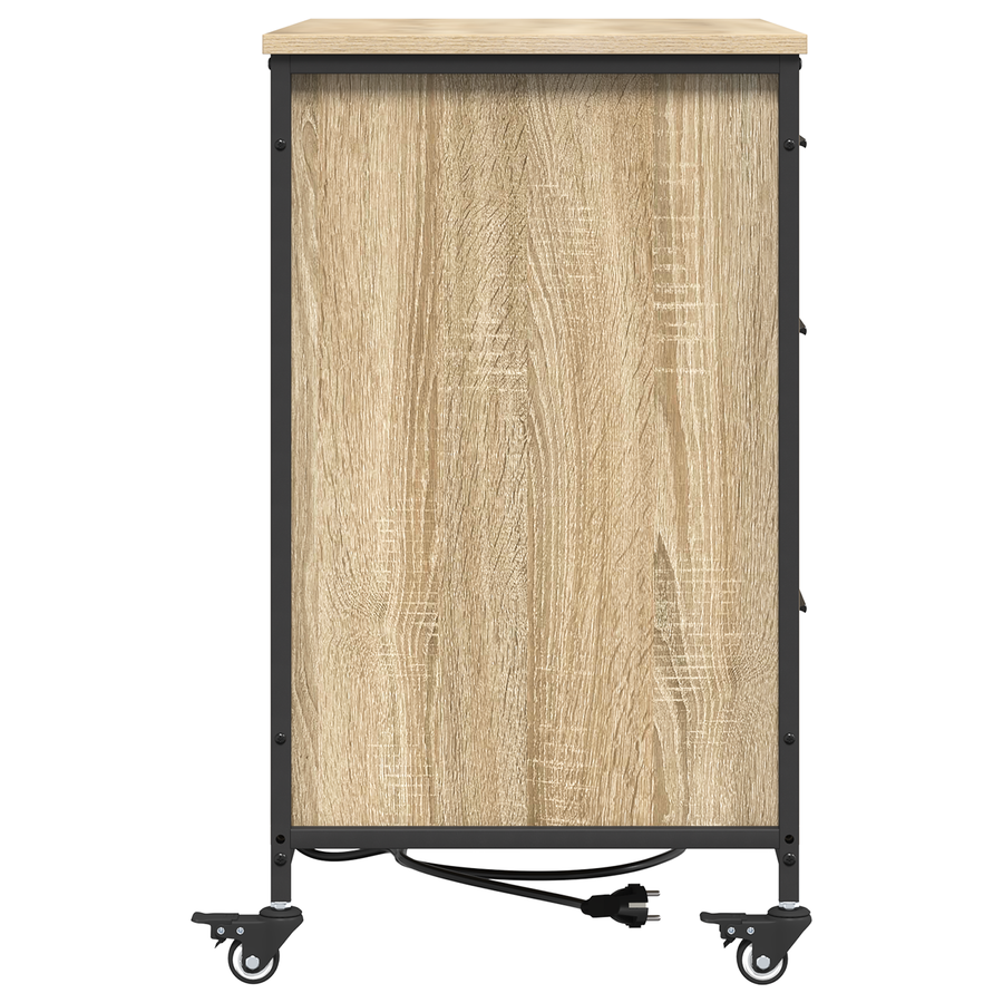 Kantoor kast met wiel Sonoma eiken 76 x 41 x 72 cm Bewerkt hout