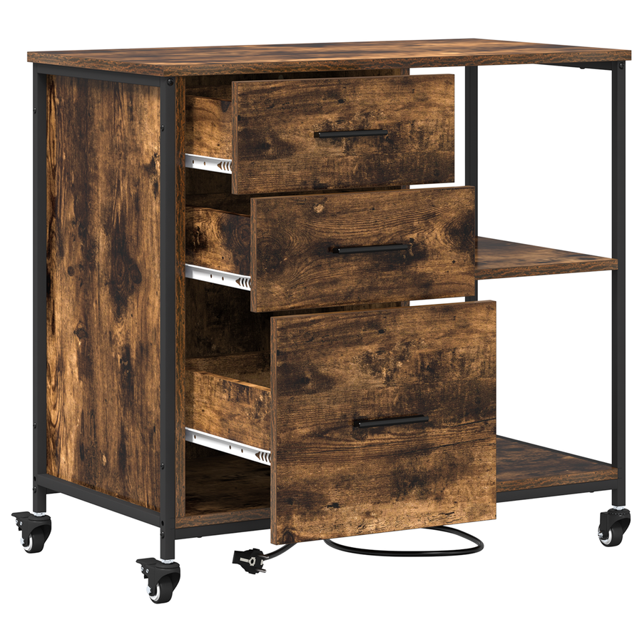 Kantoor kast Gerookt eiken 76 x 41 x 72 cm Bewerkt hout