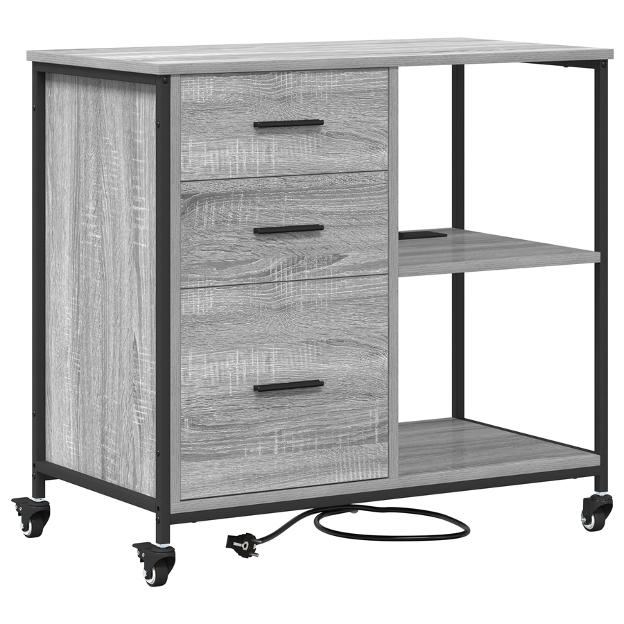 Kantoor kast met wiel Grijs sonoma 76 x 41 x 72 cm Bewerkt hout