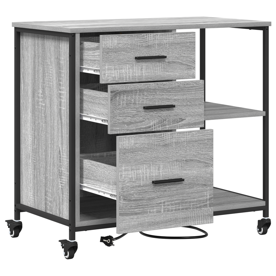 Kantoor kast met wiel Grijs sonoma 76 x 41 x 72 cm Bewerkt hout