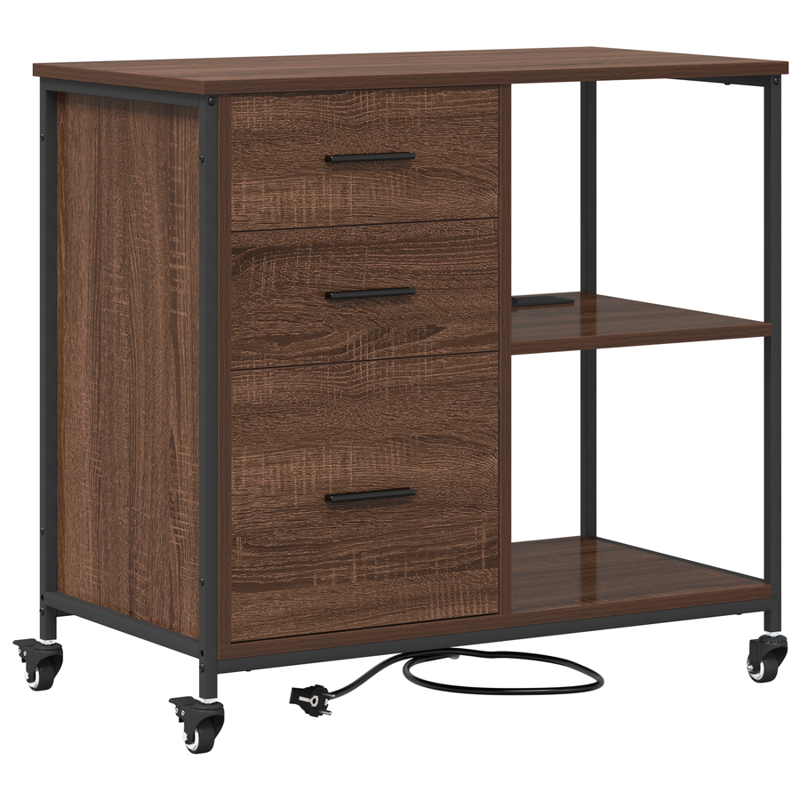 Kantoor kast bruin eikenkleur 76 x 41 x 72 cm Bewerkt hout