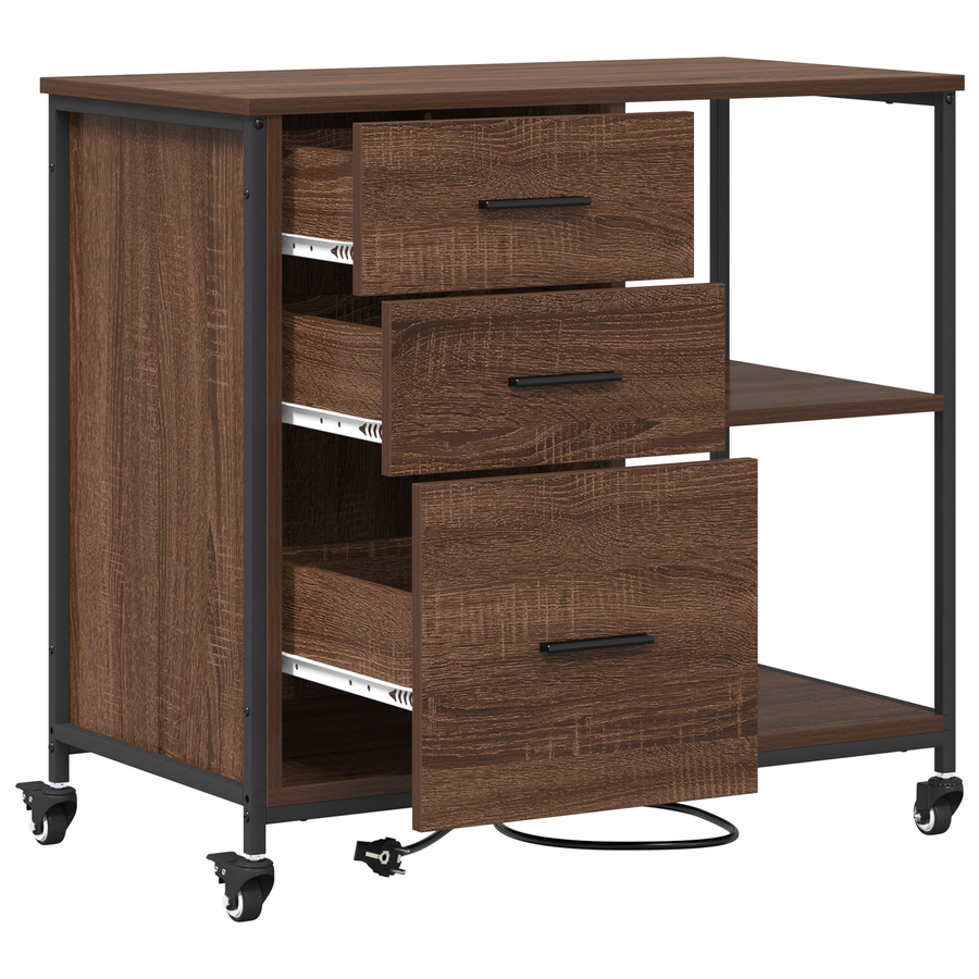 Kantoor kast bruin eikenkleur 76 x 41 x 72 cm Bewerkt hout