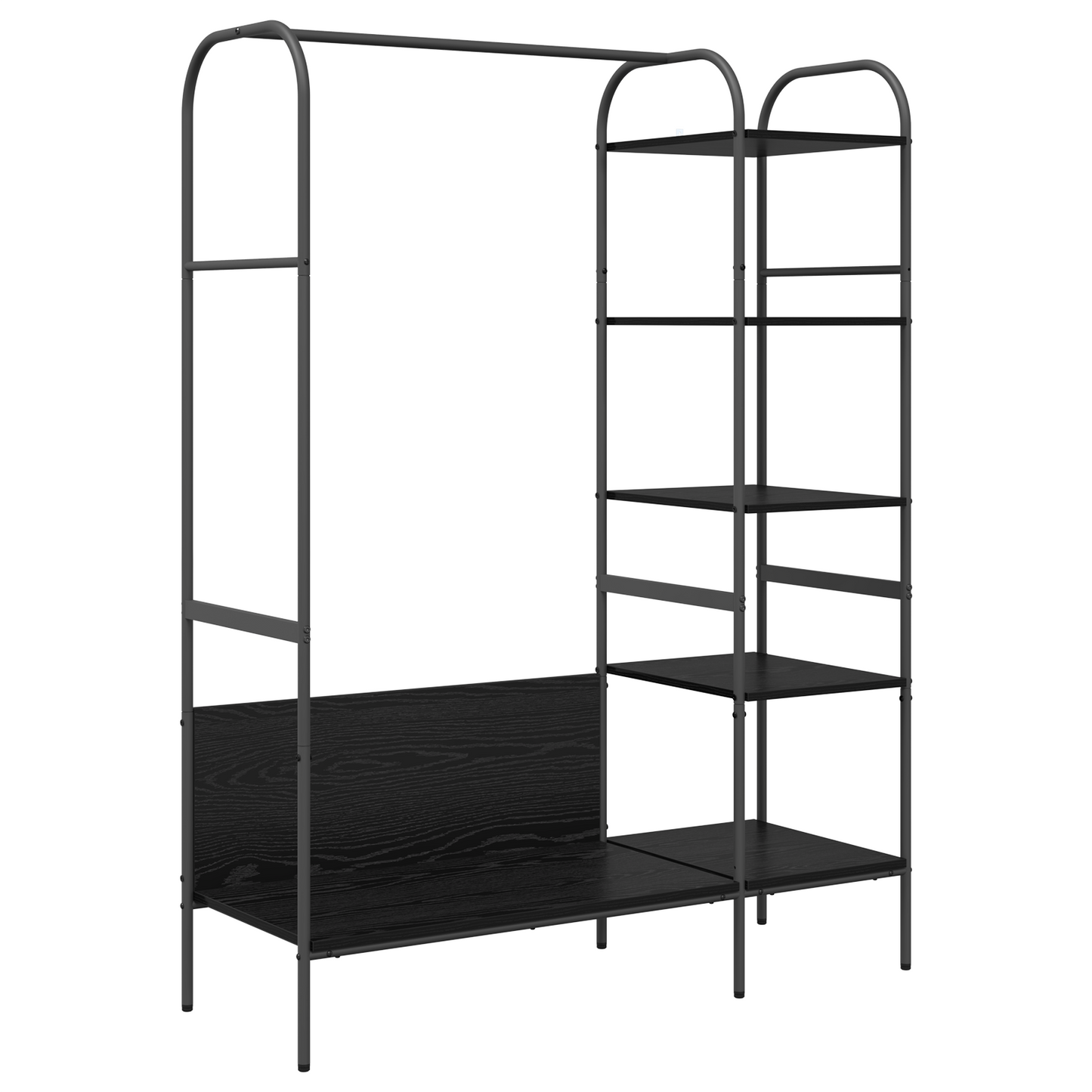 Kledingrek met Planken Zwart Eik 120x44x160 cm