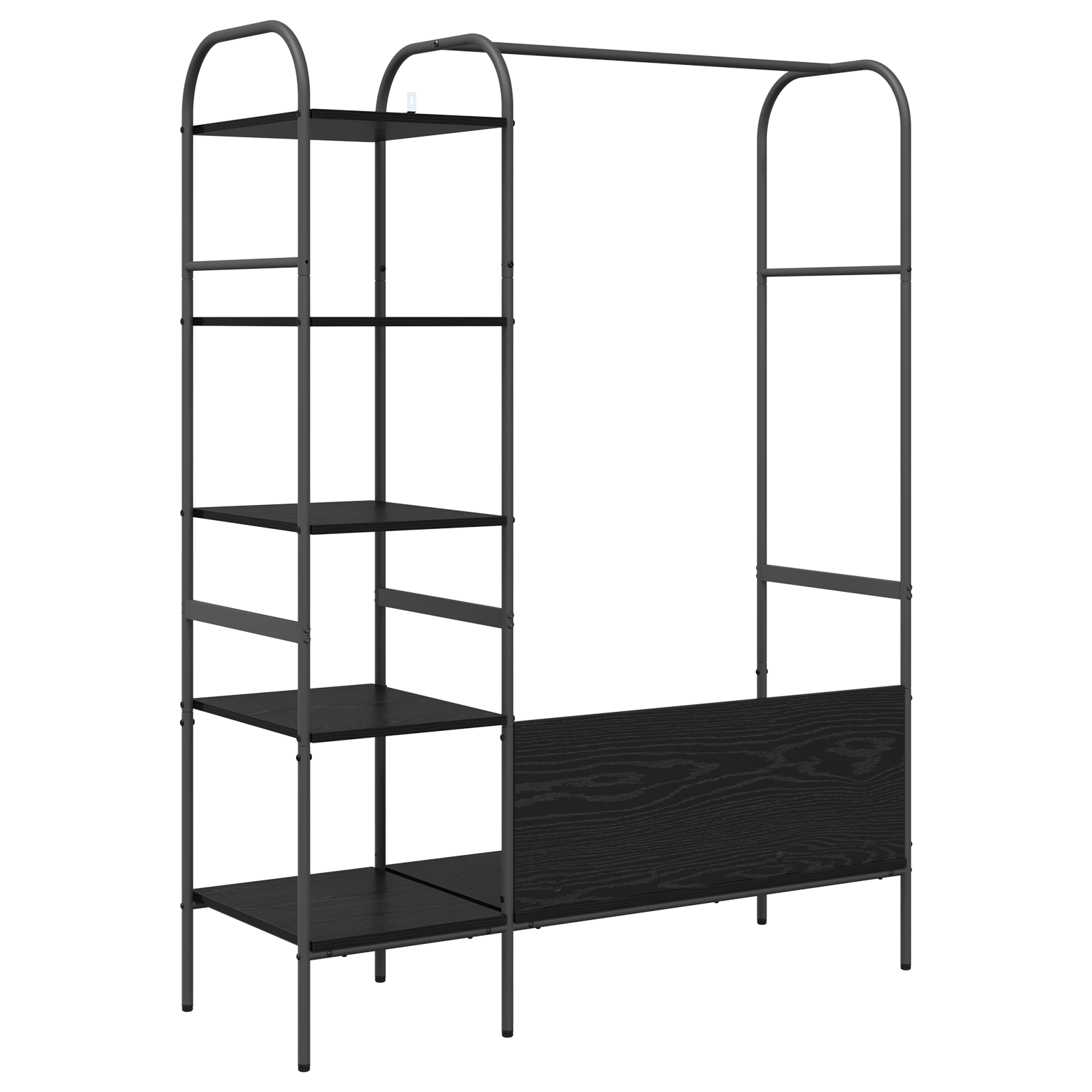 Kledingrek met Planken Zwart Eik 120x44x160 cm