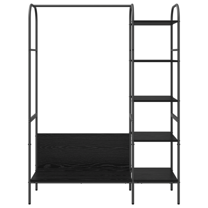 Kledingrek met Planken Zwart Eik 120x44x160 cm