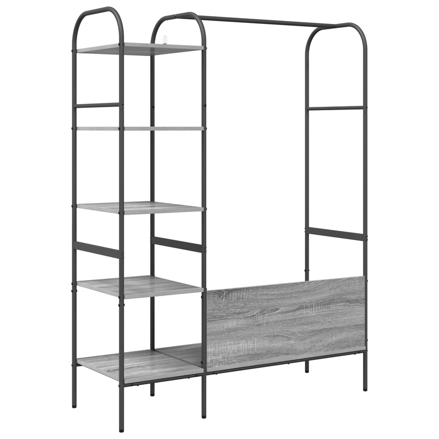 Kledingrek met Planken Grijs Sonoma 120x44x160 cm Gelaagd Hout