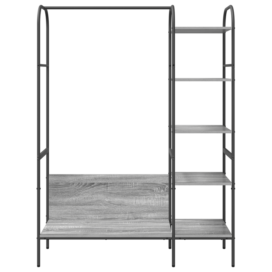 Kledingrek met Planken Grijs Sonoma 120x44x160 cm Gelaagd Hout
