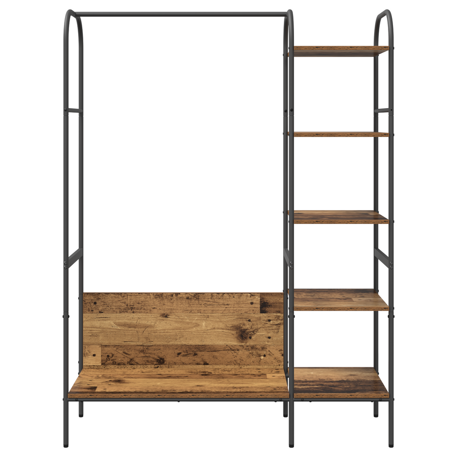 Kledingrek met Planken - Verouderd Hout 120x44x160 cm Geengineerd Hout