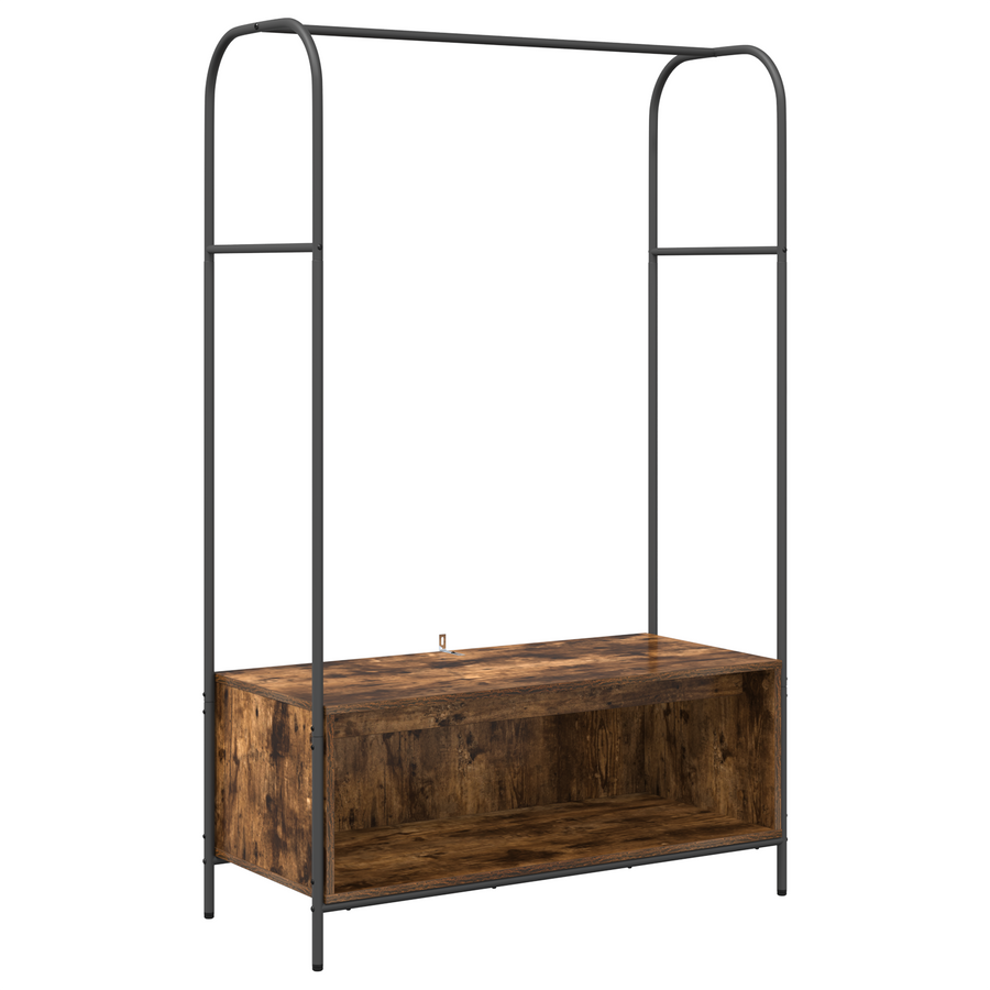 Kledingrek met Planken Rook Eiken 100x44x160 cm