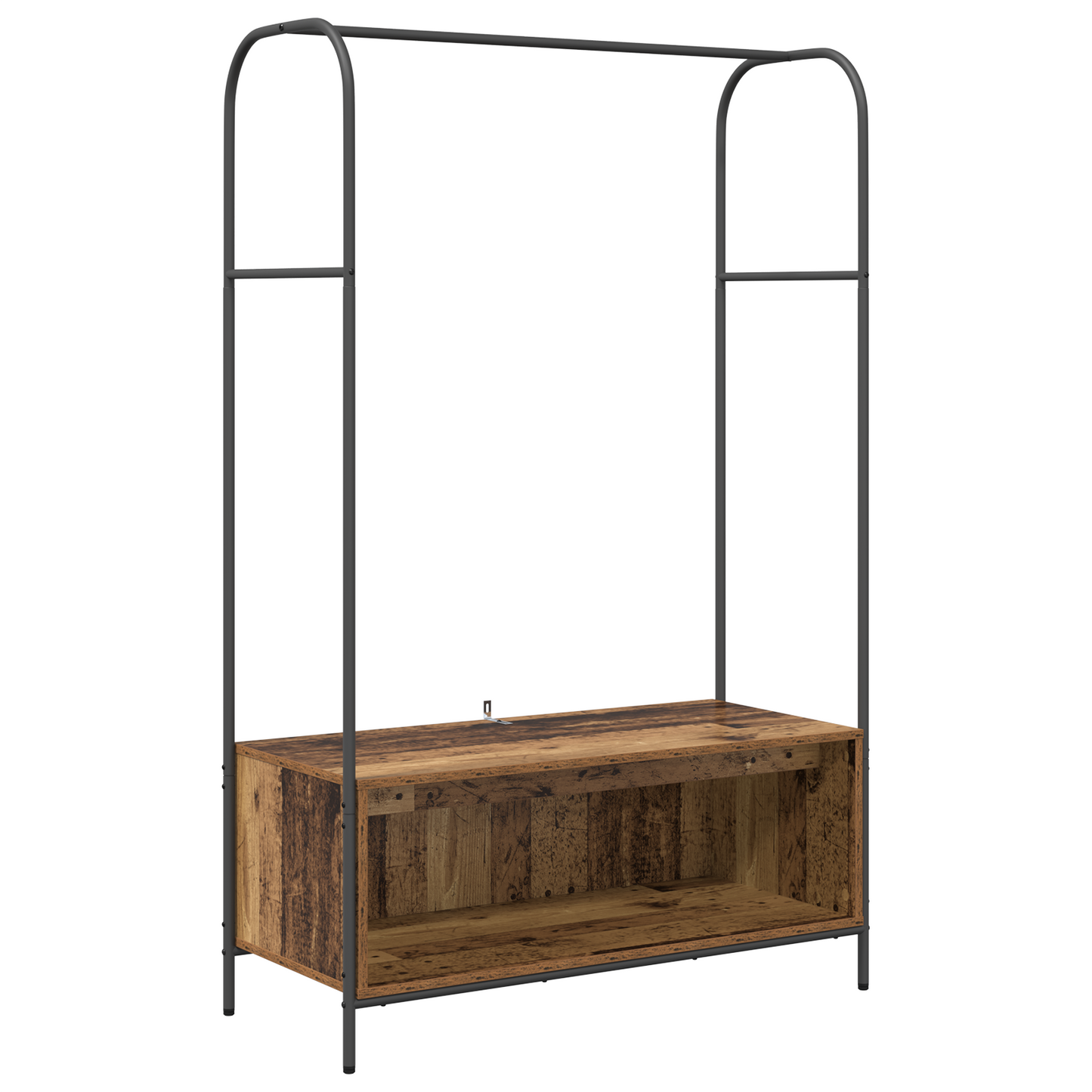 kledingrek met planken van oud hout 100x44x160 cm