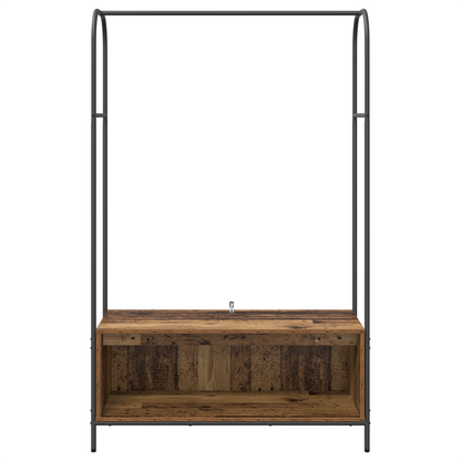 kledingrek met planken van oud hout 100x44x160 cm