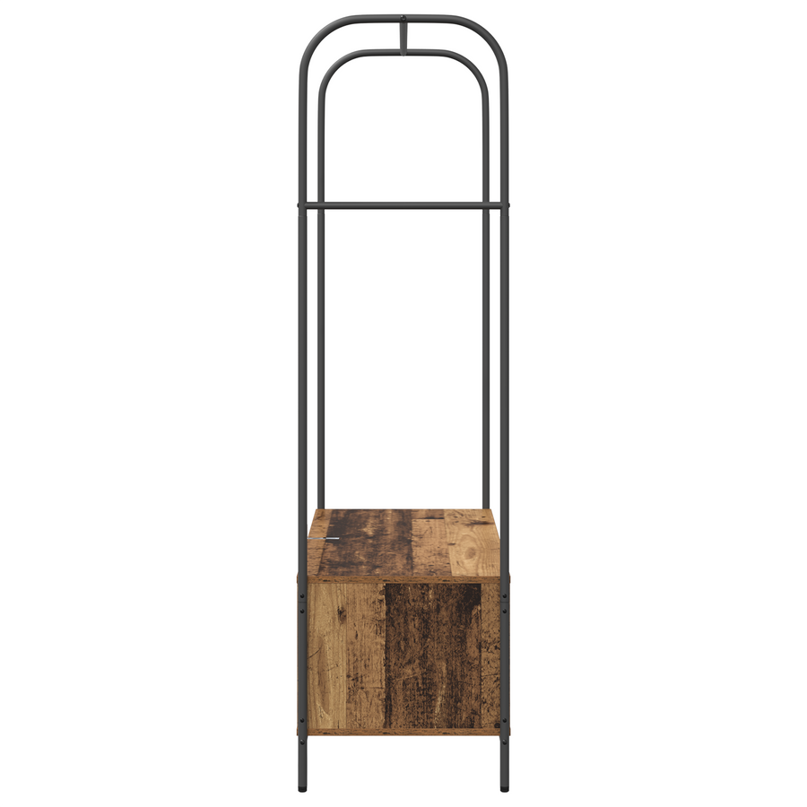 kledingrek met planken van oud hout 100x44x160 cm