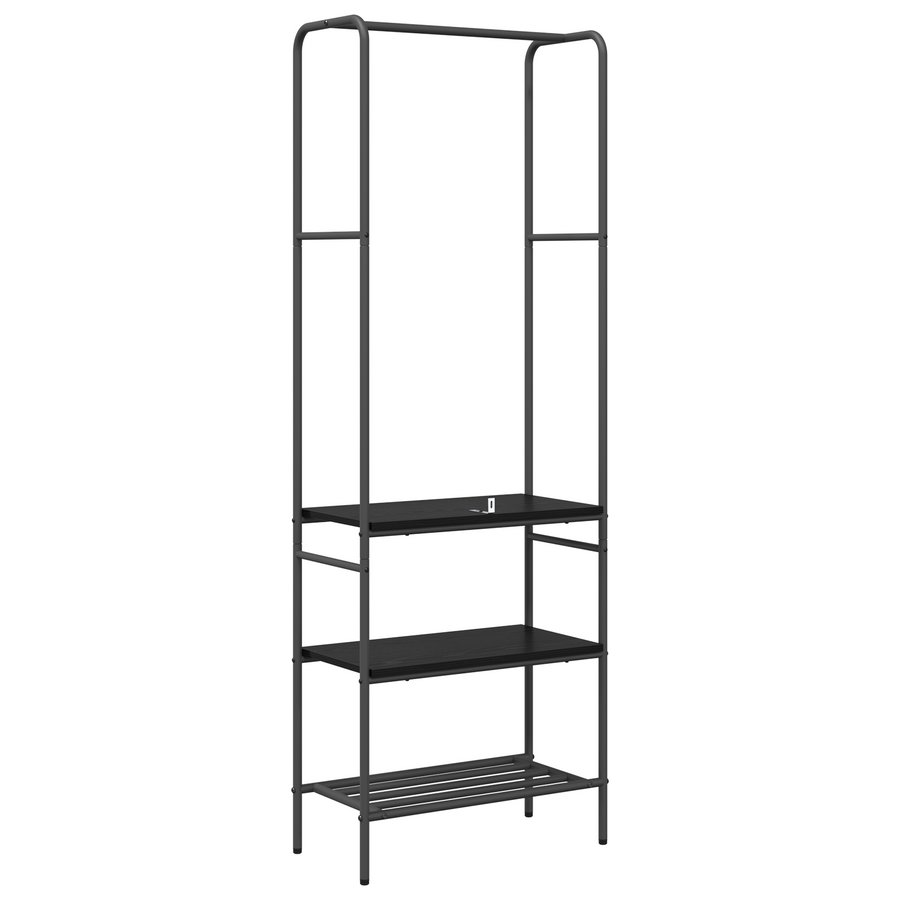 Kledingrek met planken met plank Zwart eiken 60 x 30 x 171 cm