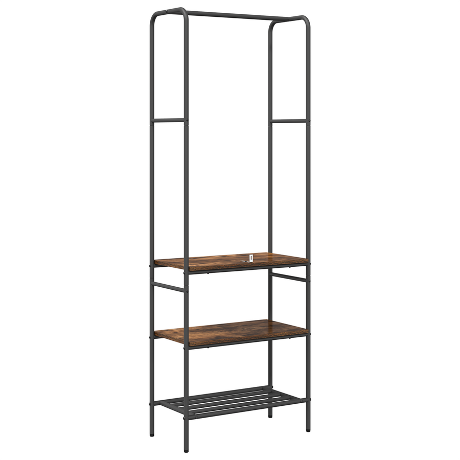 Kledingrek met planken met plank Gerookt eiken 60 x 30 x 171 cm