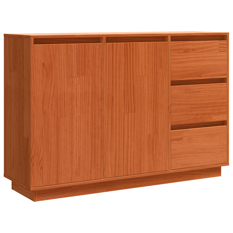 Dressoir met lade met opslag met de deur Bruin 111 x 34 x 75 cm Massief grenenhout