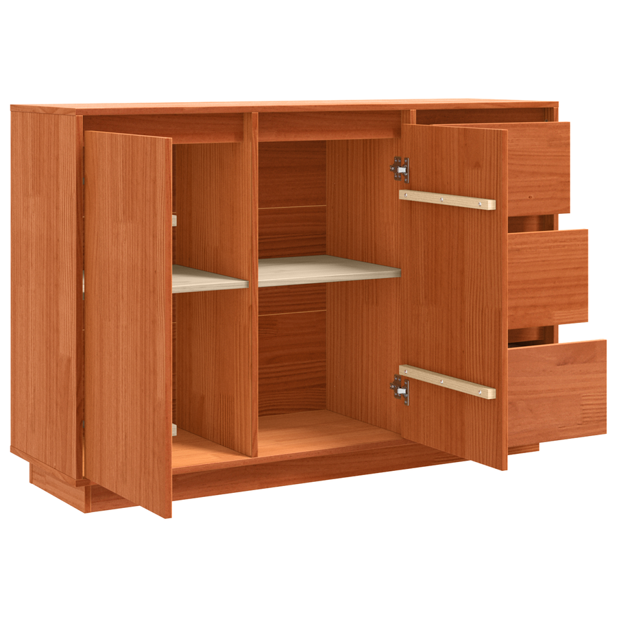 Dressoir met lade met opslag met de deur Bruin 111 x 34 x 75 cm Massief grenenhout