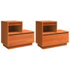 Nachtkastje 2 stuks 60x34x51 cm massief grenenhout wasbruin
