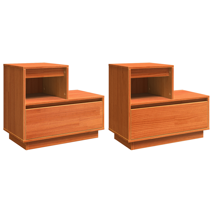 Nachtkastje 2 pcs Wasbruin 60 x 34 x 51 cm Massief grenenhout
