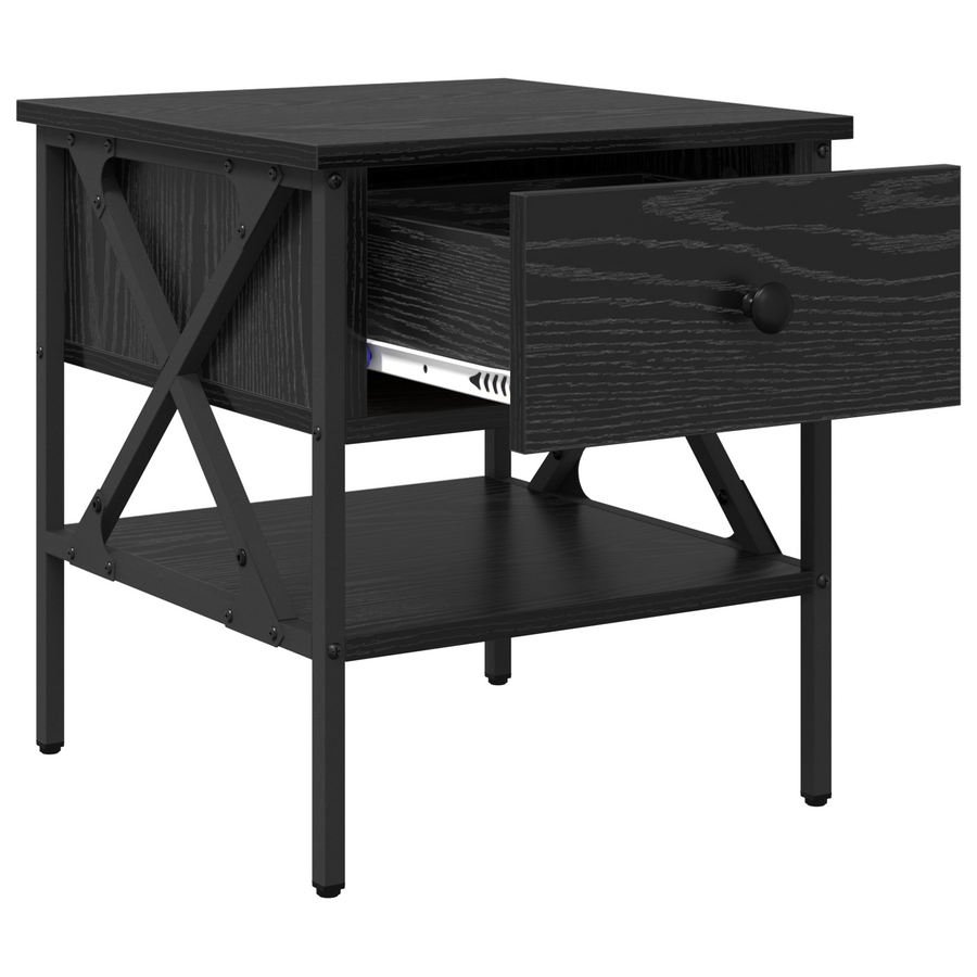 Nachtkast Zwart Eiken 40x42x45 cm Gefabriceerd Hout