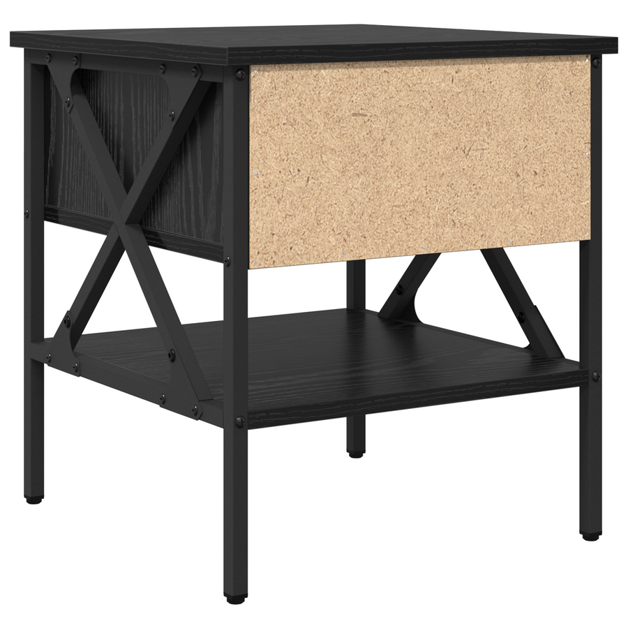 Nachtkast Zwart Eiken 40x42x45 cm Gefabriceerd Hout