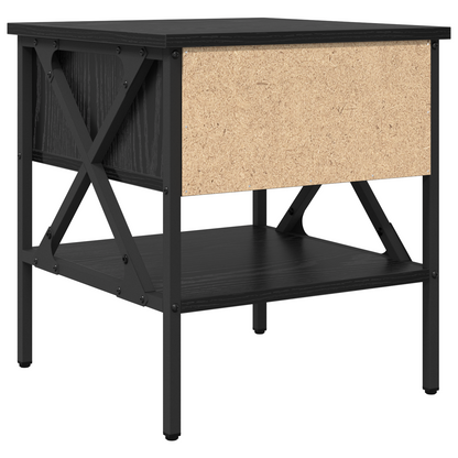 2 Stuks Zwart Eiken Nachtkastjes 40x42x45 cm Geengineerd Hout
