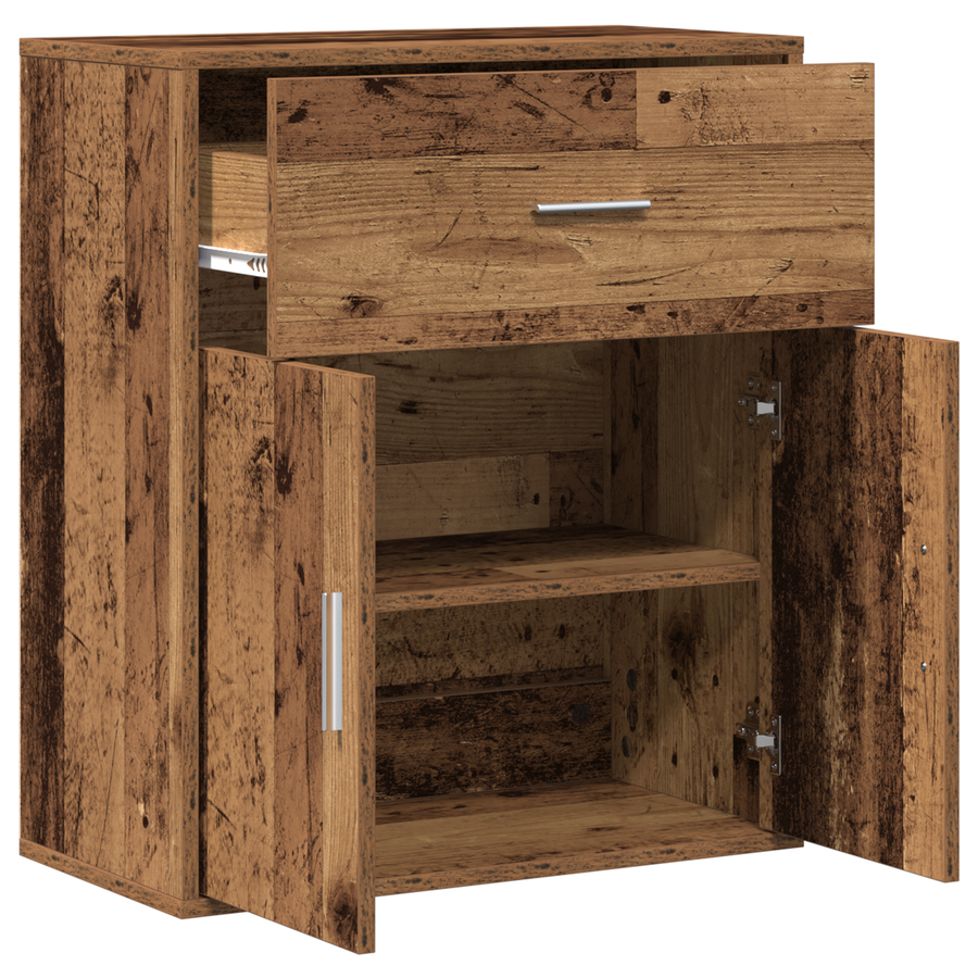 Dressoir met lade met plank met opslag met de deur Oud hout 60 x 31 x 70 cm Bewerkt hout