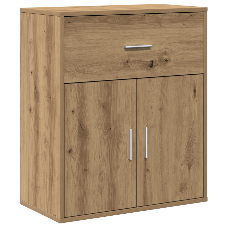 Dressoir artisanaal eikenkleurig 60 x 31 x 70 cm Bewerkt hout