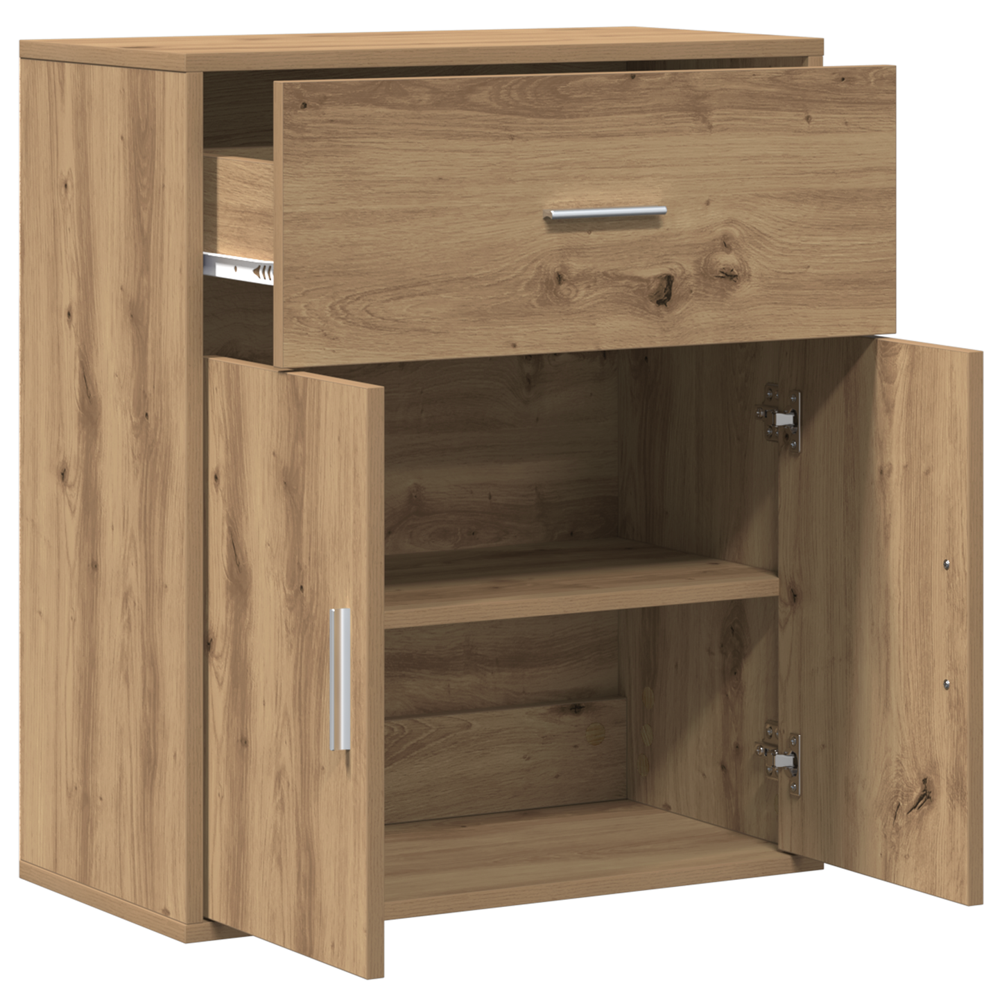 Dressoir artisanaal eikenkleurig 60 x 31 x 70 cm Bewerkt hout