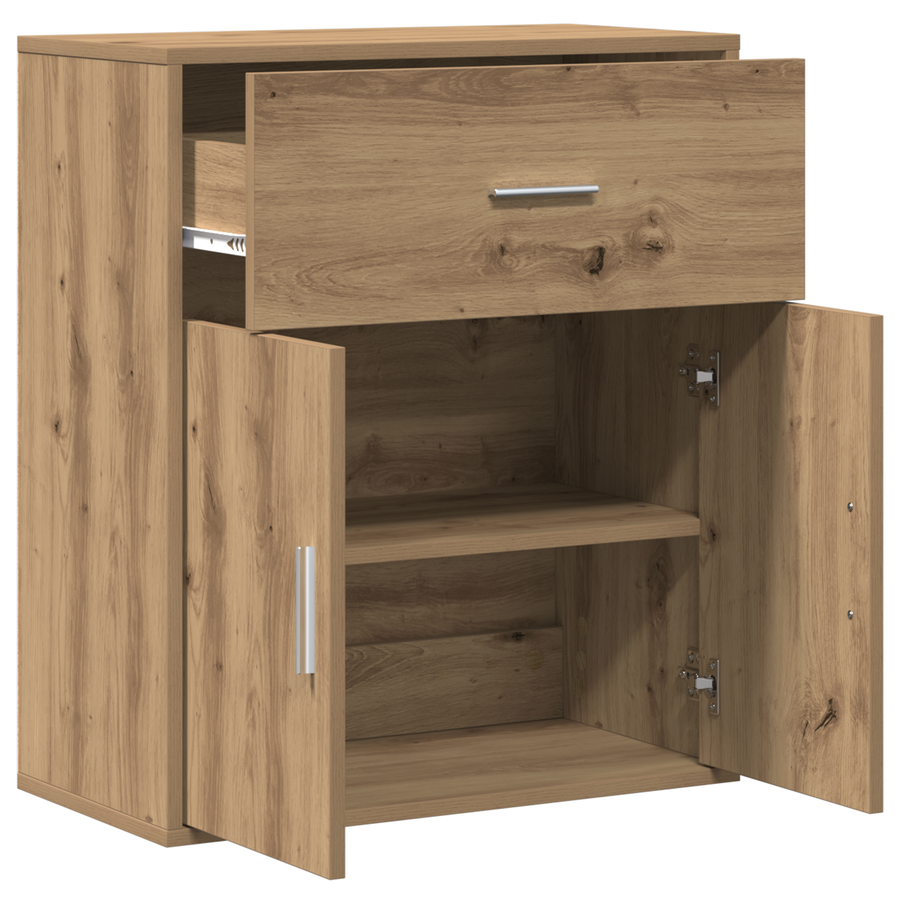 Dressoir artisanaal eikenkleurig 60 x 31 x 70 cm Bewerkt hout