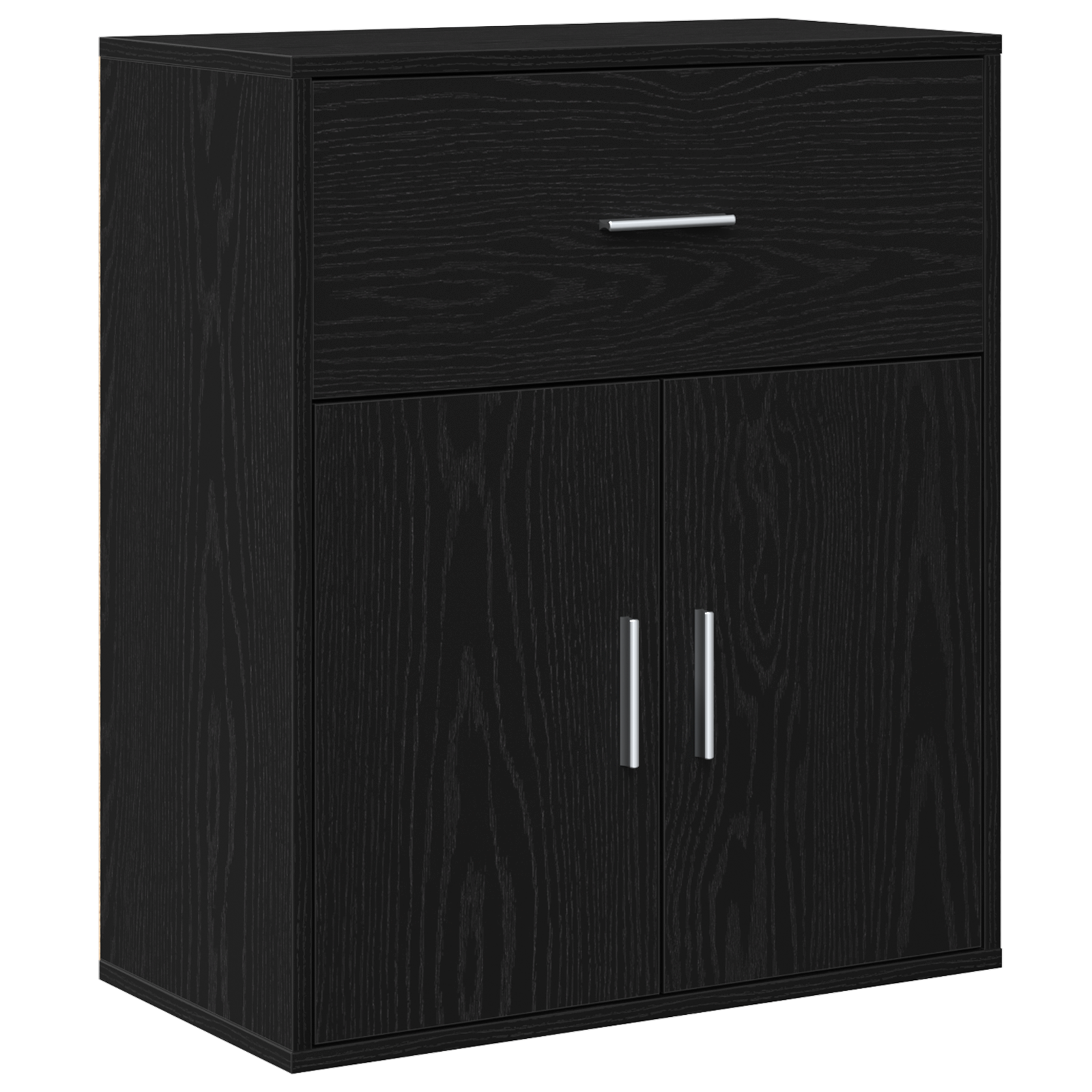 Dressoir met lade met plank met opslag met de deur Zwart eiken 60 x 31 x 70 cm Bewerkt hout