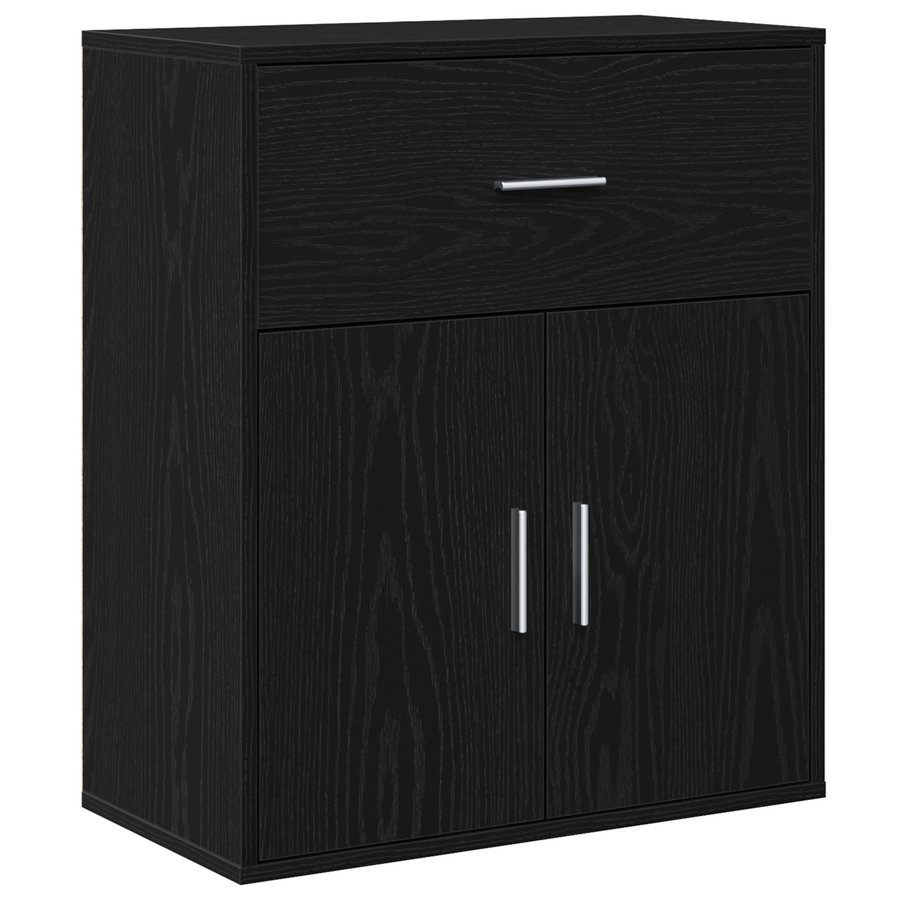 Dressoir met lade met plank met opslag met de deur Zwart eiken 60 x 31 x 70 cm Bewerkt hout