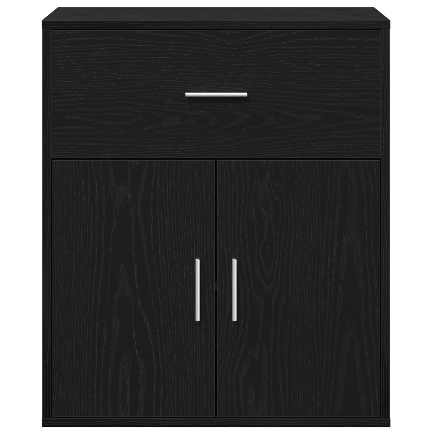 Dressoir met lade met plank met opslag met de deur Zwart eiken 60 x 31 x 70 cm Bewerkt hout