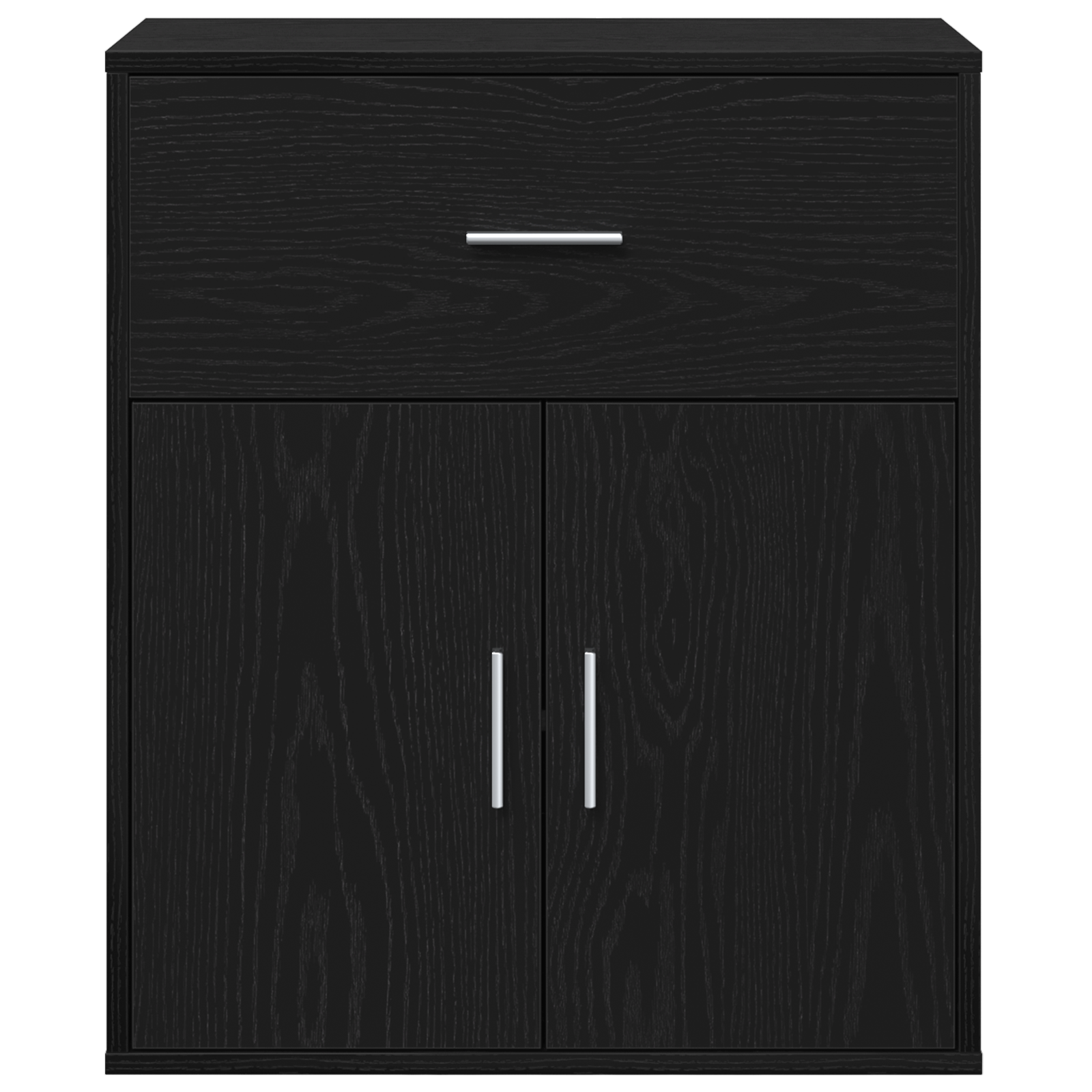 Dressoir met lade met plank met opslag met de deur Zwart eiken 60 x 31 x 70 cm Bewerkt hout