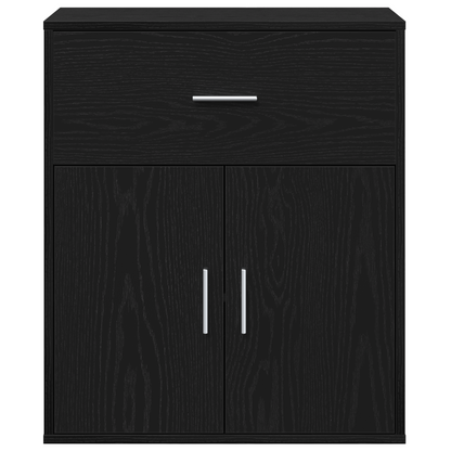 Dressoir met lade met plank met opslag met de deur Zwart eiken 60 x 31 x 70 cm Bewerkt hout