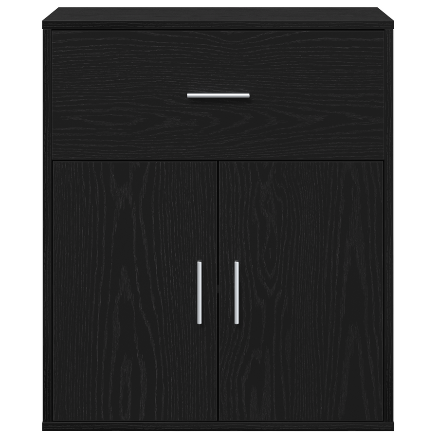 Dressoir met lade met plank met opslag met de deur Zwart eiken 60 x 31 x 70 cm Bewerkt hout