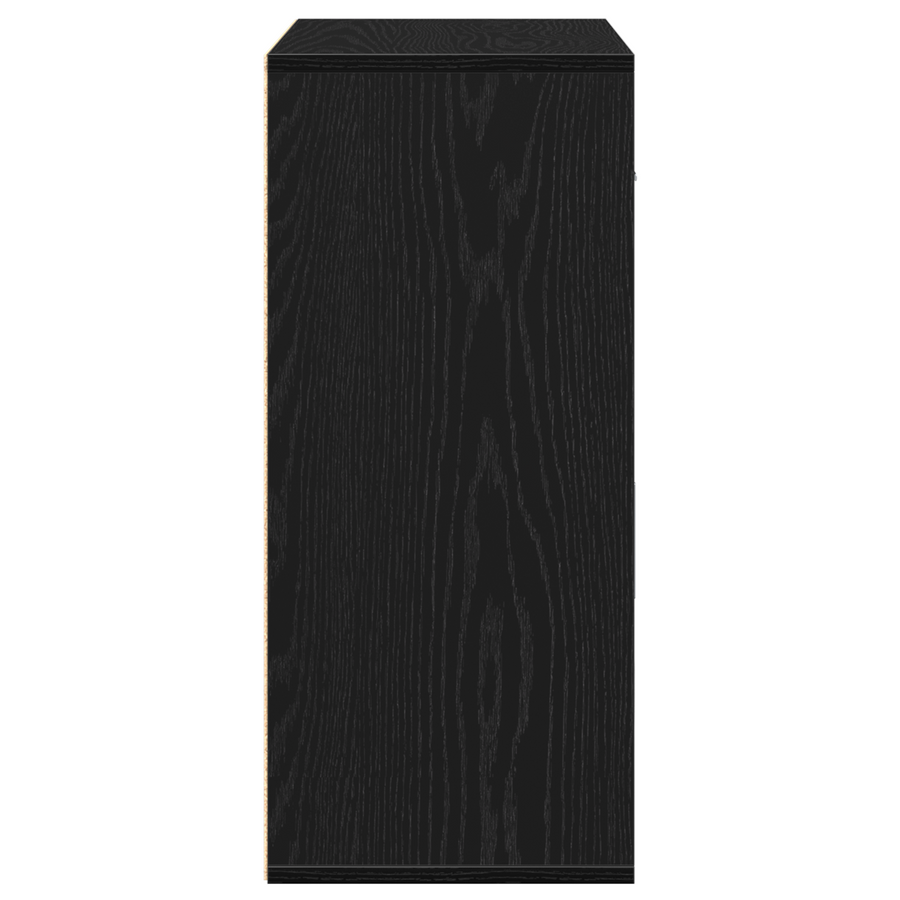 Dressoir met lade met plank met opslag met de deur Zwart eiken 60 x 31 x 70 cm Bewerkt hout