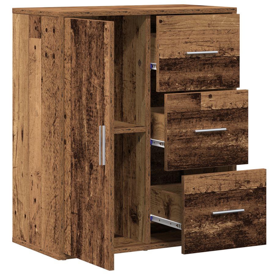 Dressoir met lade met plank met opslag met de deur Oud hout 60 x 31 x 70 cm Bewerkt hout