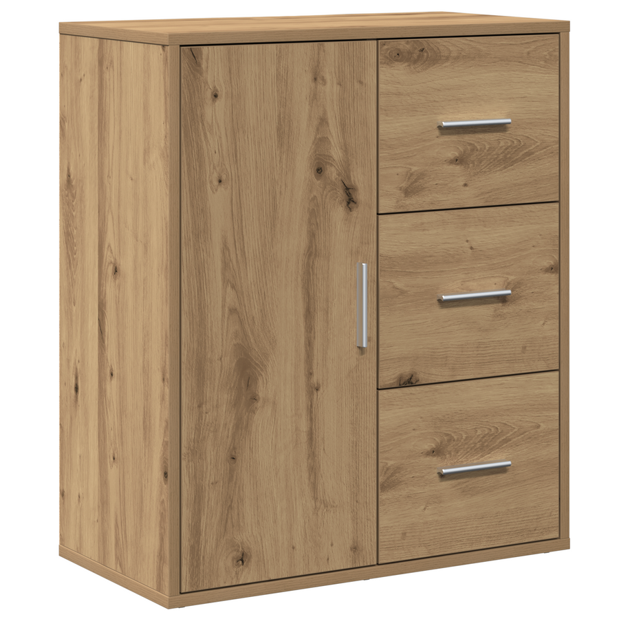 Dressoir artisanaal eikenkleurig 60 x 31 x 70 cm Bewerkt hout