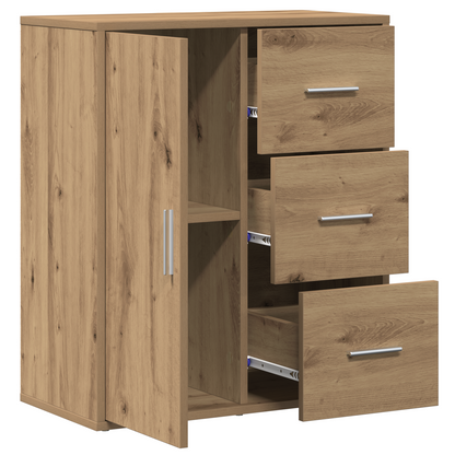 Dressoir artisanaal eikenkleurig 60 x 31 x 70 cm Bewerkt hout
