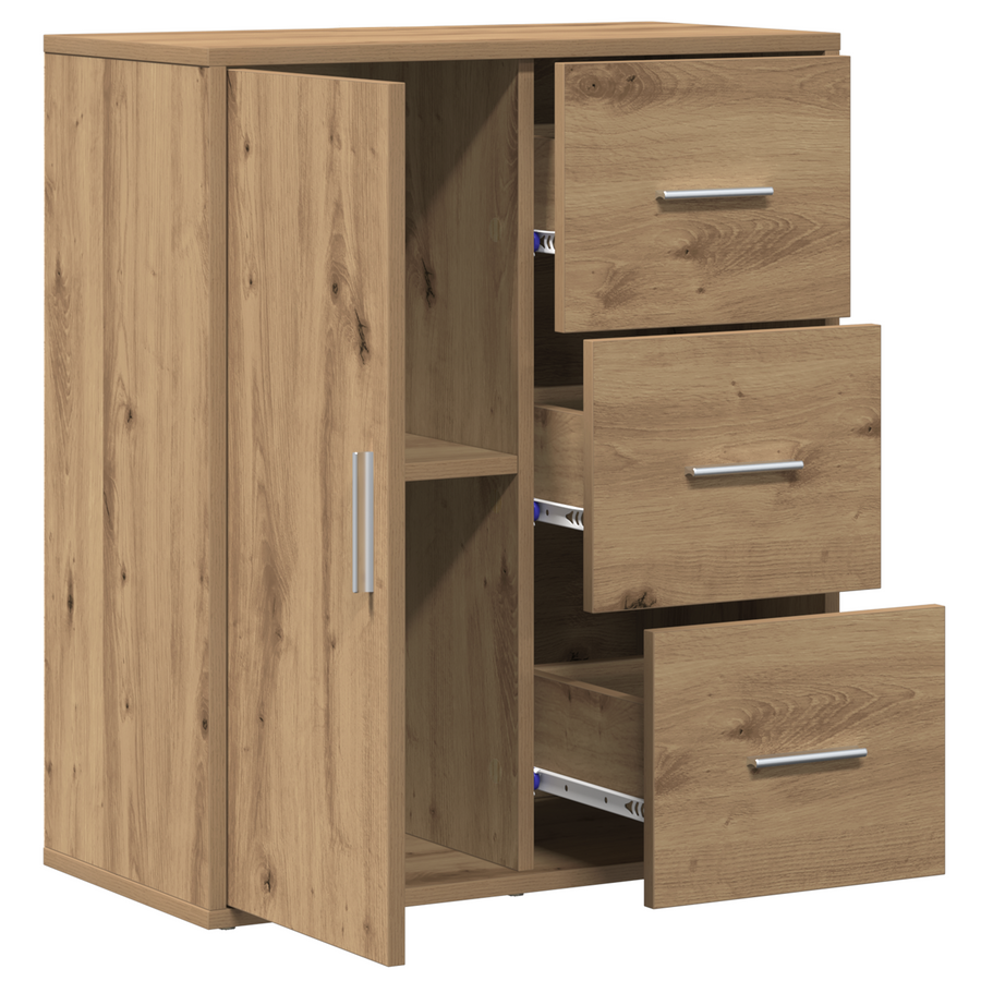 Dressoir artisanaal eikenkleurig 60 x 31 x 70 cm Bewerkt hout