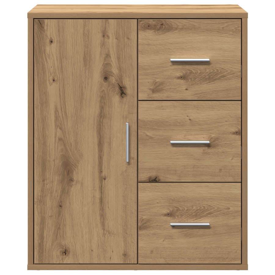 Dressoir artisanaal eikenkleurig 60 x 31 x 70 cm Bewerkt hout